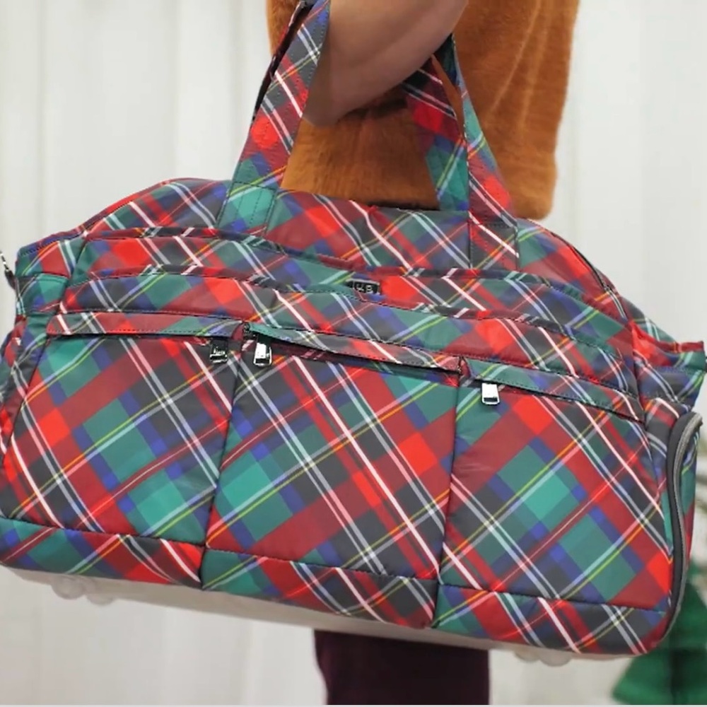 NEW Lug Life Tartan Plaid Airbus 2 Overnighter Weekender Tote w/Trolley Handle